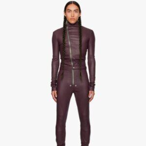 Rick Owens Purple Gary Leather Jumpsuit